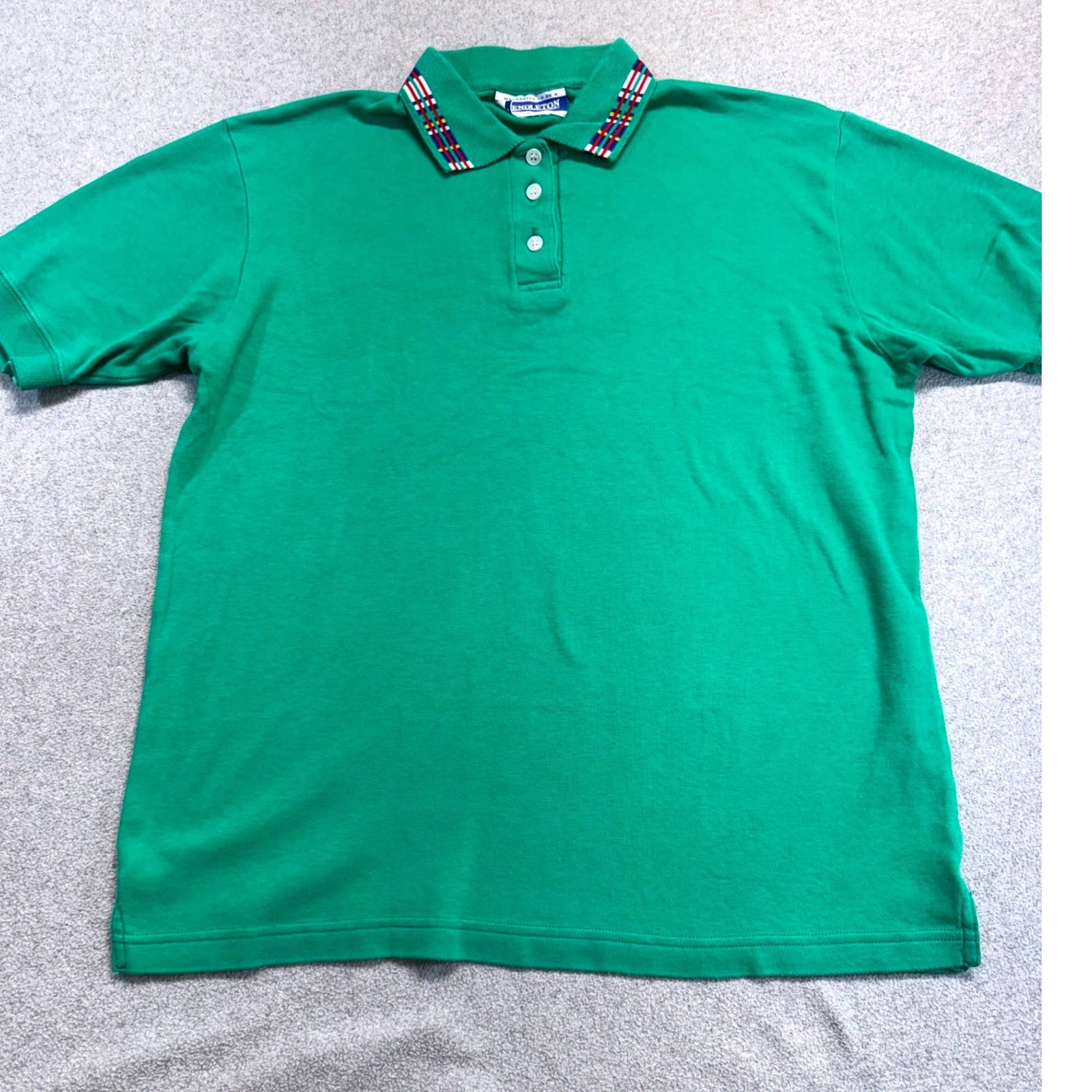 Vintage 90's Pendleton Knockabouts Polo Shirt Green Southwestern Collar Usa L Xl